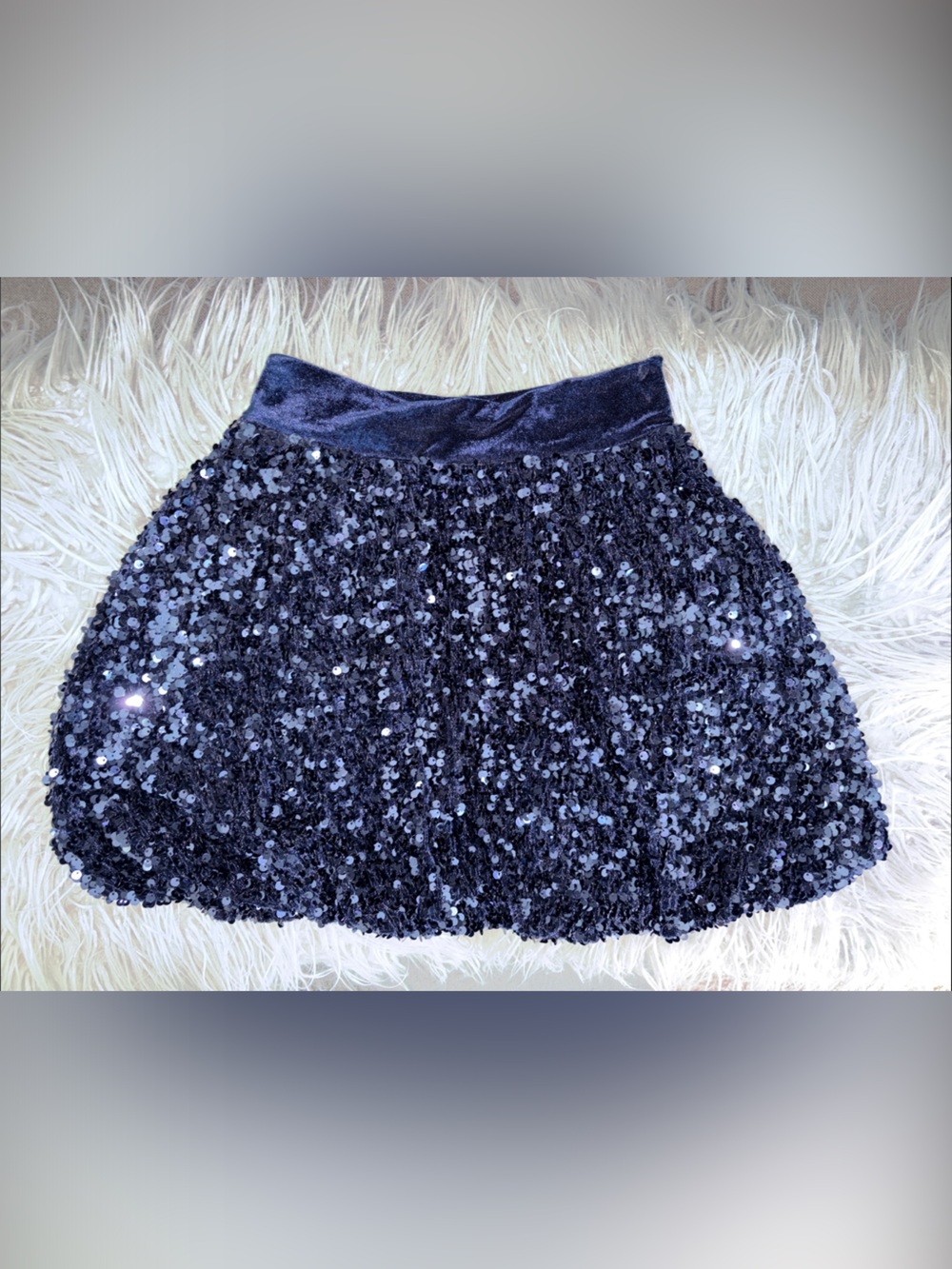 Navy Blue Sequin Bubble Skirt — Elegant Occasion